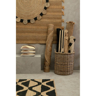 Bosie Demir Small Round Natural and Black Jute Rug