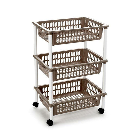 3 Tier Basket Pantry Storage Trolley - Taupe-8414926205371-Bargainia.com