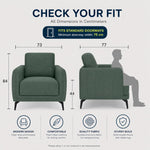Brixton Green Linen Look Fabric Armchair, Modern Accent Chair with Solid Wood Frame and Black Steel Legs