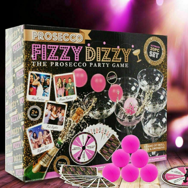 Prosecco Fizzy Dizzy Adults Party Ping Pong Drinking Game Set-5050565306401-Bargainia.com