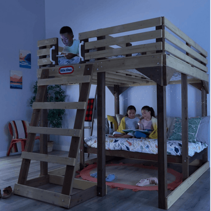 Little Tikes Wooden 4-In-1 Study Fort 5ft Loft Bed Set-50743658006-Bargainia.com