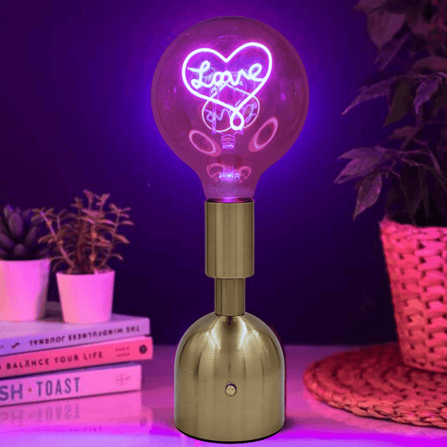 Love LED Neon Text Brass Accent Decorative Lamp-5010792734255-Bargainia.com