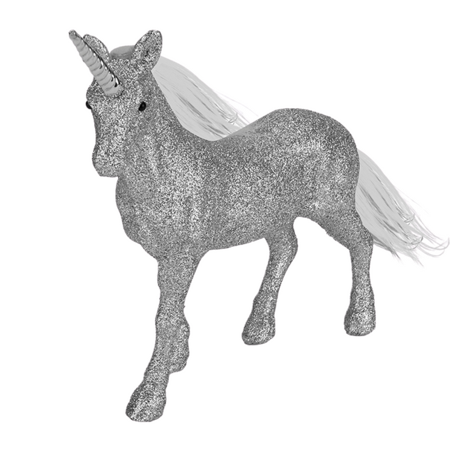 Silver Glitter Unicorn Christmas Ornament 20cm