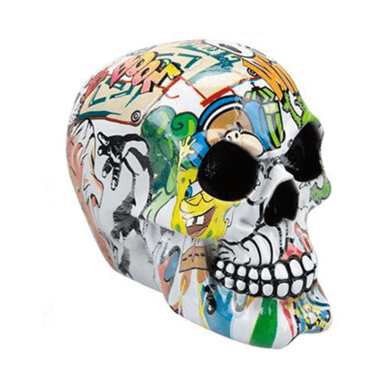 Graffiti Skull Ornament 15cm