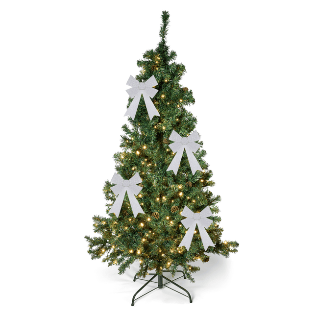 Christmas Tinsel Bow White Glitter 22cm