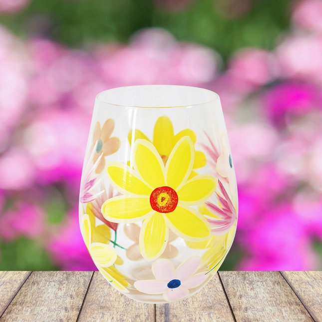 Lynsey Johnstone Hand Painted Daffodils Stemless Glass-5010792729114-Bargainia.com