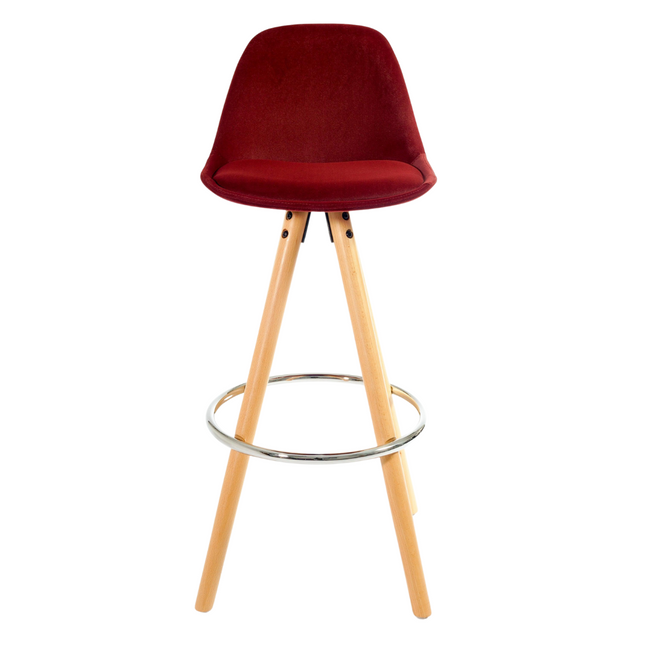 Barcelona Bar Stools Matte Velvet - Burgundy Stools Clearance Single