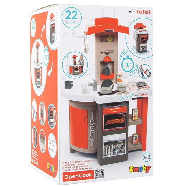Smoby Tefal Opencook Compact Play Kitchen With Realistic Sounds & 22 Accessories-3032163122029-Bargainia.com