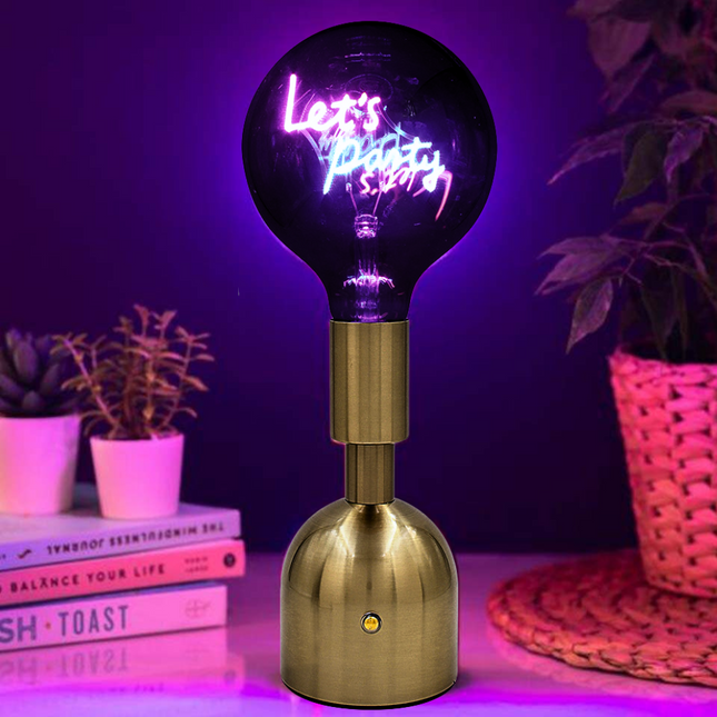Let's Party LED Neon Text Brass Accent Decorative Lamp-5010792734293-Bargainia.com