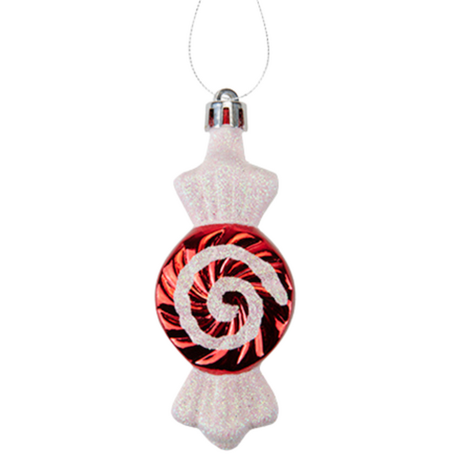 Christmas Baubles Candy Cane Swirl Sweets 5 Pack 10CM