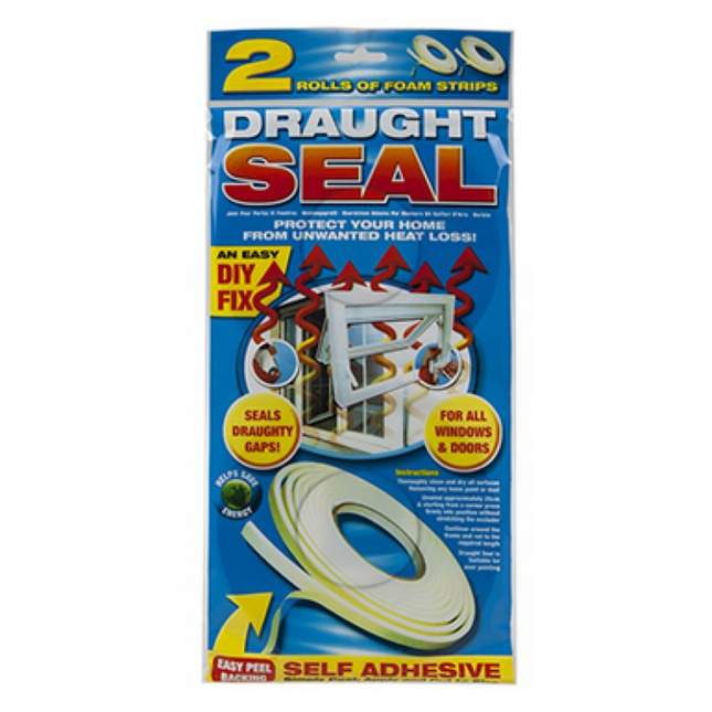 Foam Draught Excluder Weather Seal Strip Insulation Door Window Tape 5M x 2-5025572079129-Bargainia.com