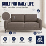 Brixton Dark Brown Linen Look Fabric 3 Seater Sofa, Modern Couch with Foam Cushions and Black Steel Legs