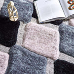 3D Grey Geometric Shaggy Rug - Bargainia.com - 