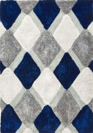 3D Navy Geometric Shaggy Rug - Bargainia.com - 5026134595460 - 3DGEOS_NAVYXX_060X110
