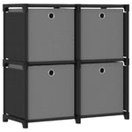 4 - Cube Display Shelf with Boxes Black 69x30x72.5 cm Fabric - Bargainia.com - 