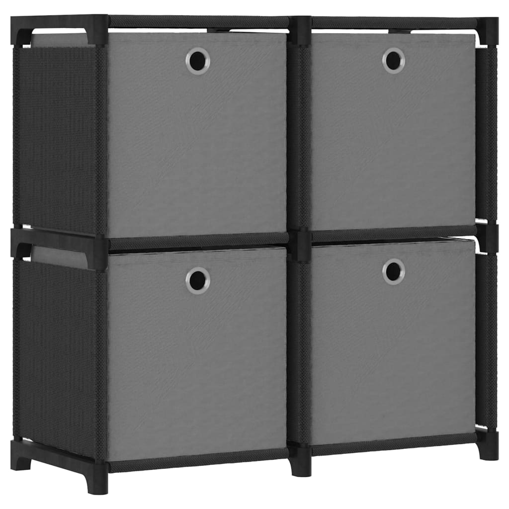 4 - Cube Display Shelf with Boxes Black 69x30x72.5 cm Fabric - Bargainia.com - 