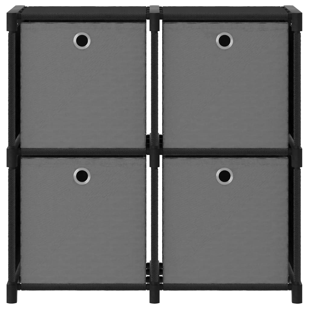 4 - Cube Display Shelf with Boxes Black 69x30x72.5 cm Fabric - Bargainia.com - 