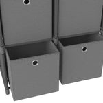 4 - Cube Display Shelf with Boxes Grey 69x30x72.5 cm Fabric - Bargainia.com - 