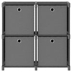 4 - Cube Display Shelf with Boxes Grey 69x30x72.5 cm Fabric - Bargainia.com - 