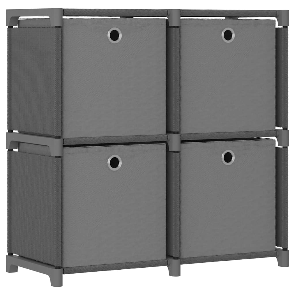 4 - Cube Display Shelf with Boxes Grey 69x30x72.5 cm Fabric - Bargainia.com - 