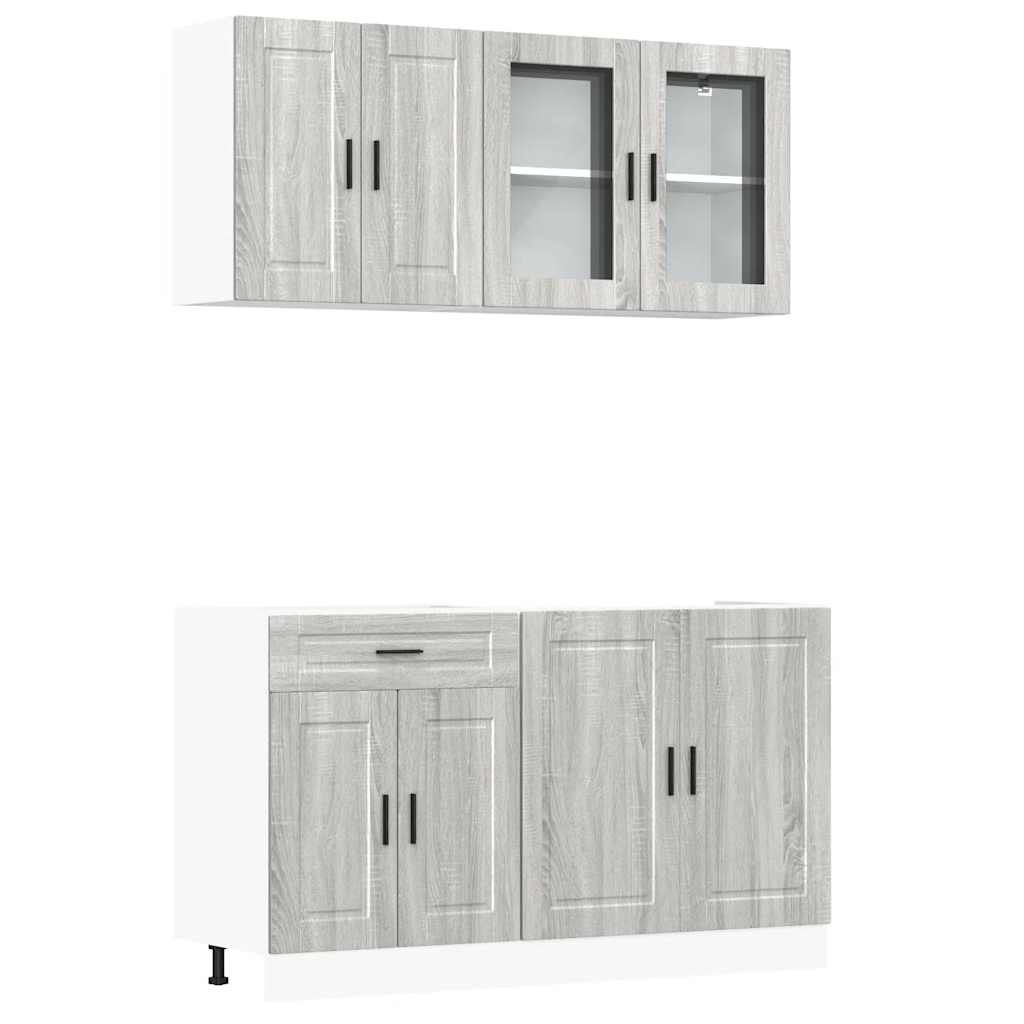 4 Piece Kitchen Cabinet Set Porto Grey Sonoma Engineered Wood - Bargainia.com - 