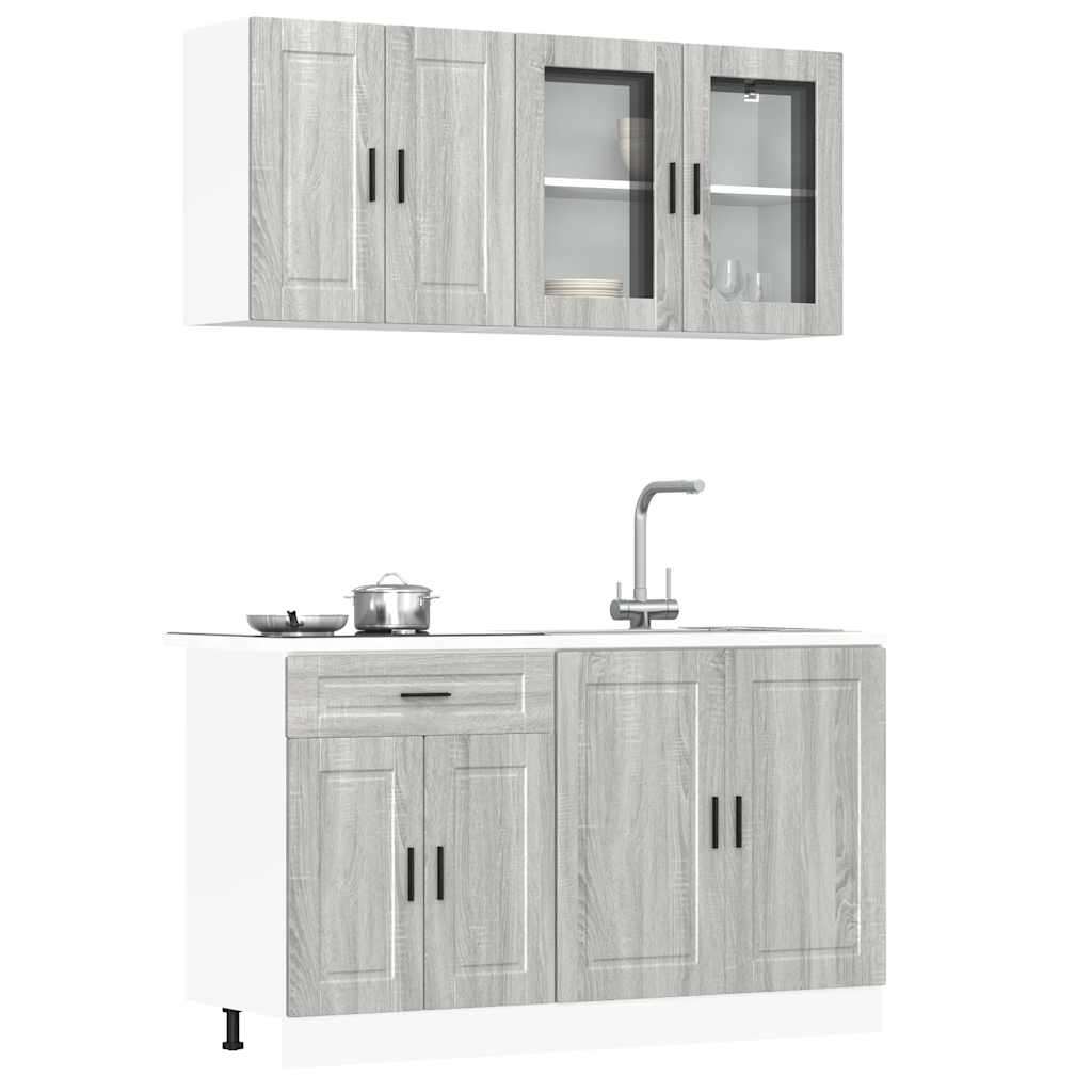 4 Piece Kitchen Cabinet Set Porto Grey Sonoma Engineered Wood - Bargainia.com - 