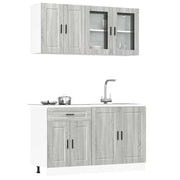 4 Piece Kitchen Cabinet Set Porto Grey Sonoma Engineered Wood - Bargainia.com - 
