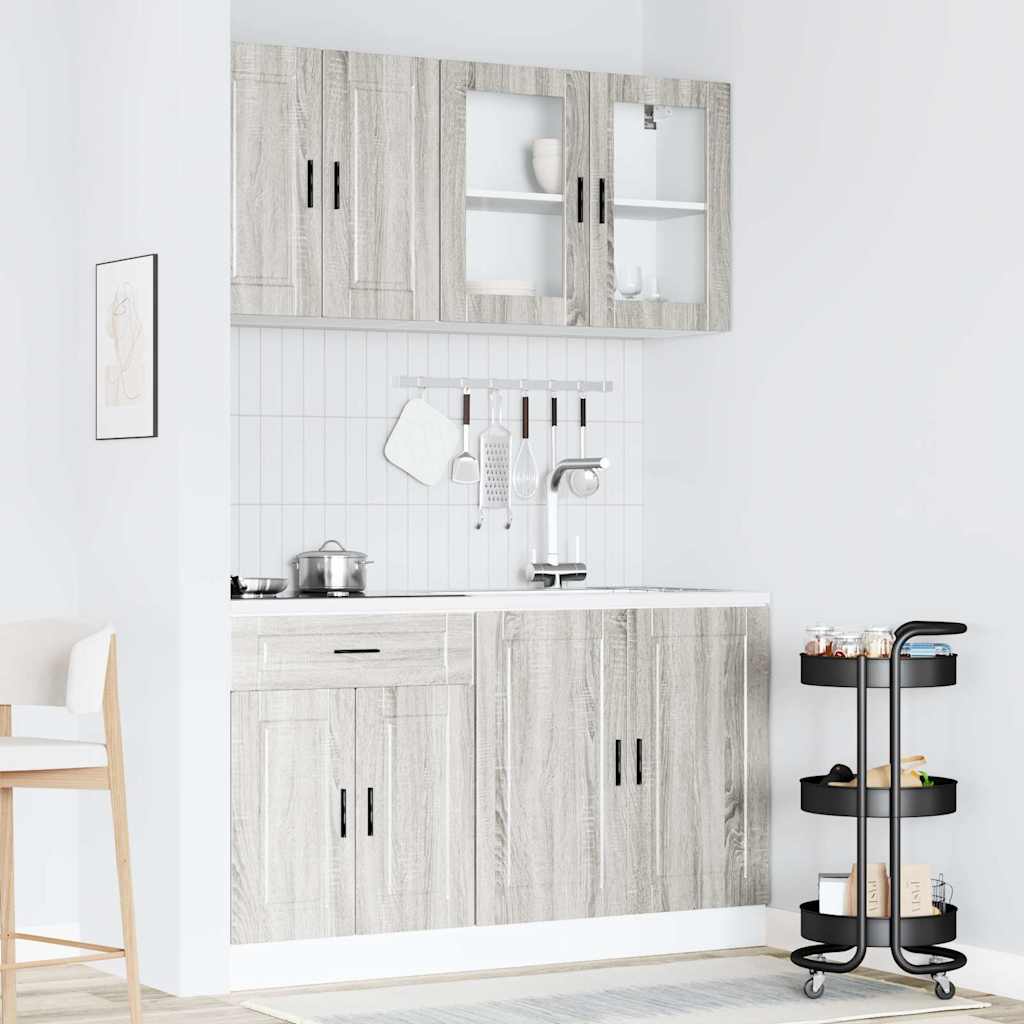 4 Piece Kitchen Cabinet Set Porto Grey Sonoma Engineered Wood - Bargainia.com - 