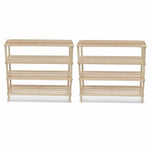 4 - Tier Shoe Racks 2 pcs Solid Fir Wood - Bargainia.com - 