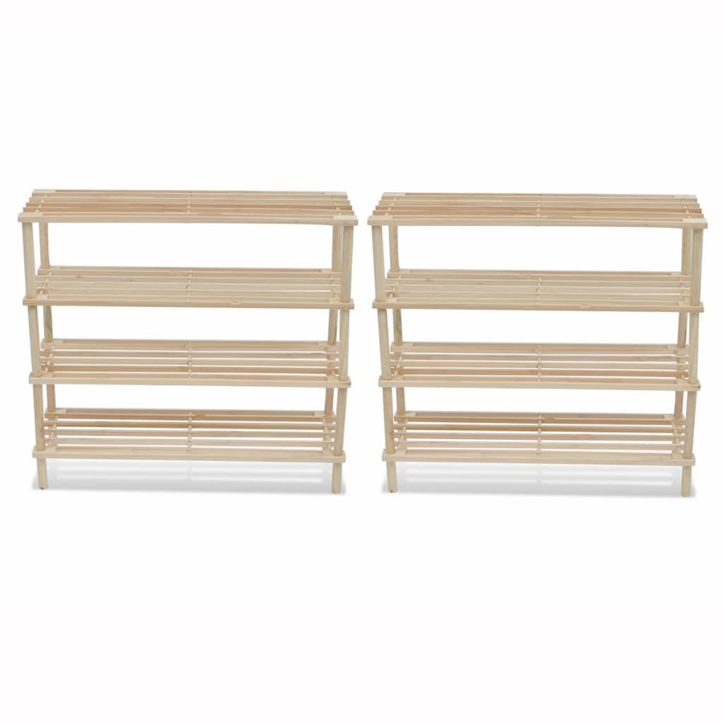 4 - Tier Shoe Racks 2 pcs Solid Fir Wood - Bargainia.com - 