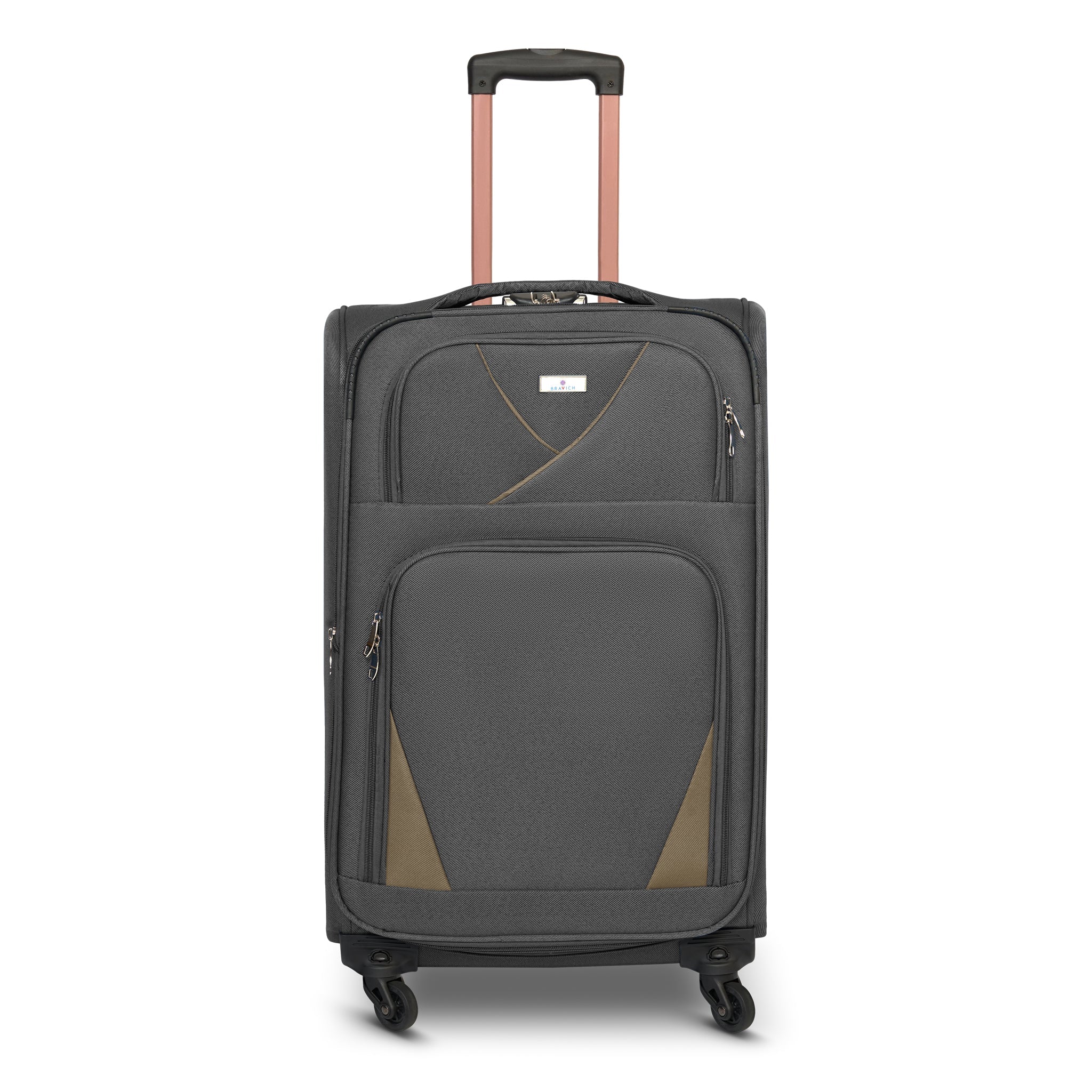 4-Wheel Suitcase Set Soft Shell Luggage, Set of 4 L,M,S,Cabin - Assorted Colours