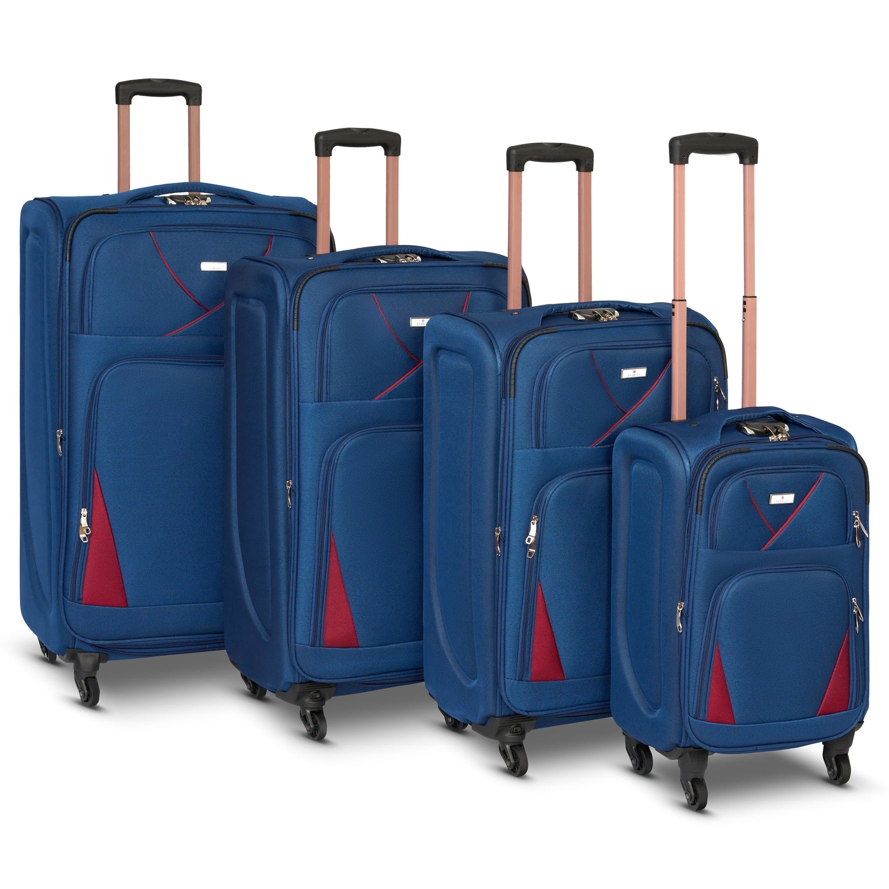 4 - Wheel Suitcase Set Soft Shell Luggage, Set of 4 L,M,S,Cabin - Assorted Colours - Bargainia.com - 