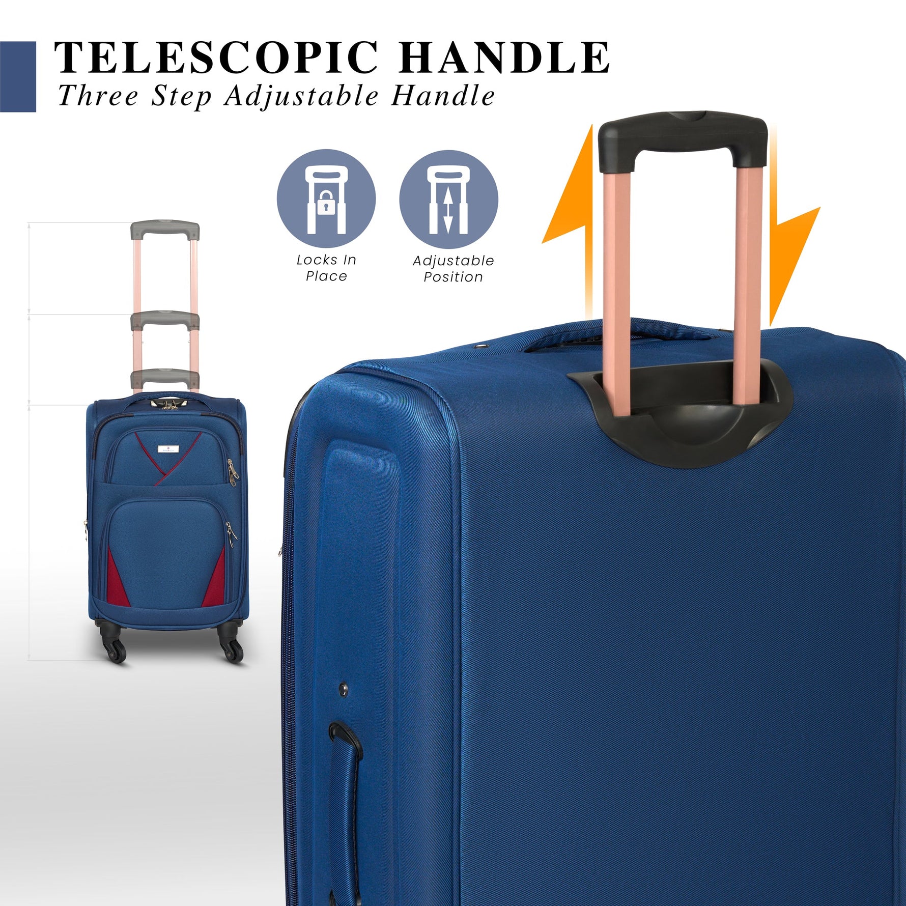 4 - Wheel Suitcase Set Soft Shell Luggage, Set of 4 L,M,S,Cabin - Assorted Colours - Bargainia.com - 