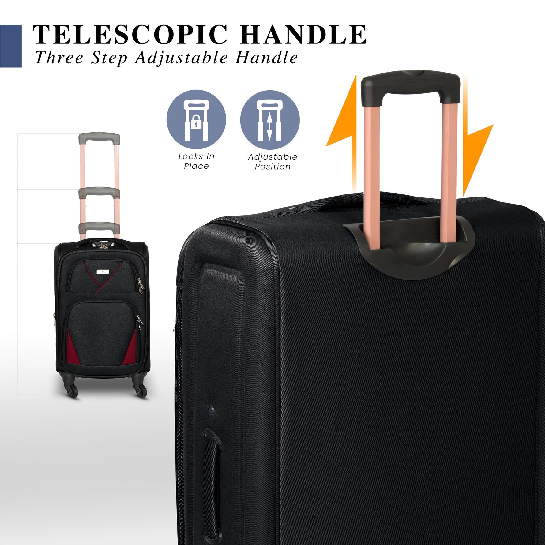 4 - Wheel Suitcase Set Soft Shell Luggage, Set of 4 L,M,S,Cabin - Assorted Colours - Bargainia.com - 