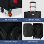 4 - Wheel Suitcase Set Soft Shell Luggage, Set of 4 L,M,S,Cabin - Assorted Colours - Bargainia.com - 