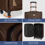 4 - Wheel Suitcase Set Soft Shell Luggage, Set of 4 L,M,S,Cabin - Assorted Colours - Bargainia.com - 