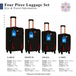 4 - Wheel Suitcase Set Soft Shell Luggage, Set of 4 L,M,S,Cabin - Assorted Colours - Bargainia.com - 