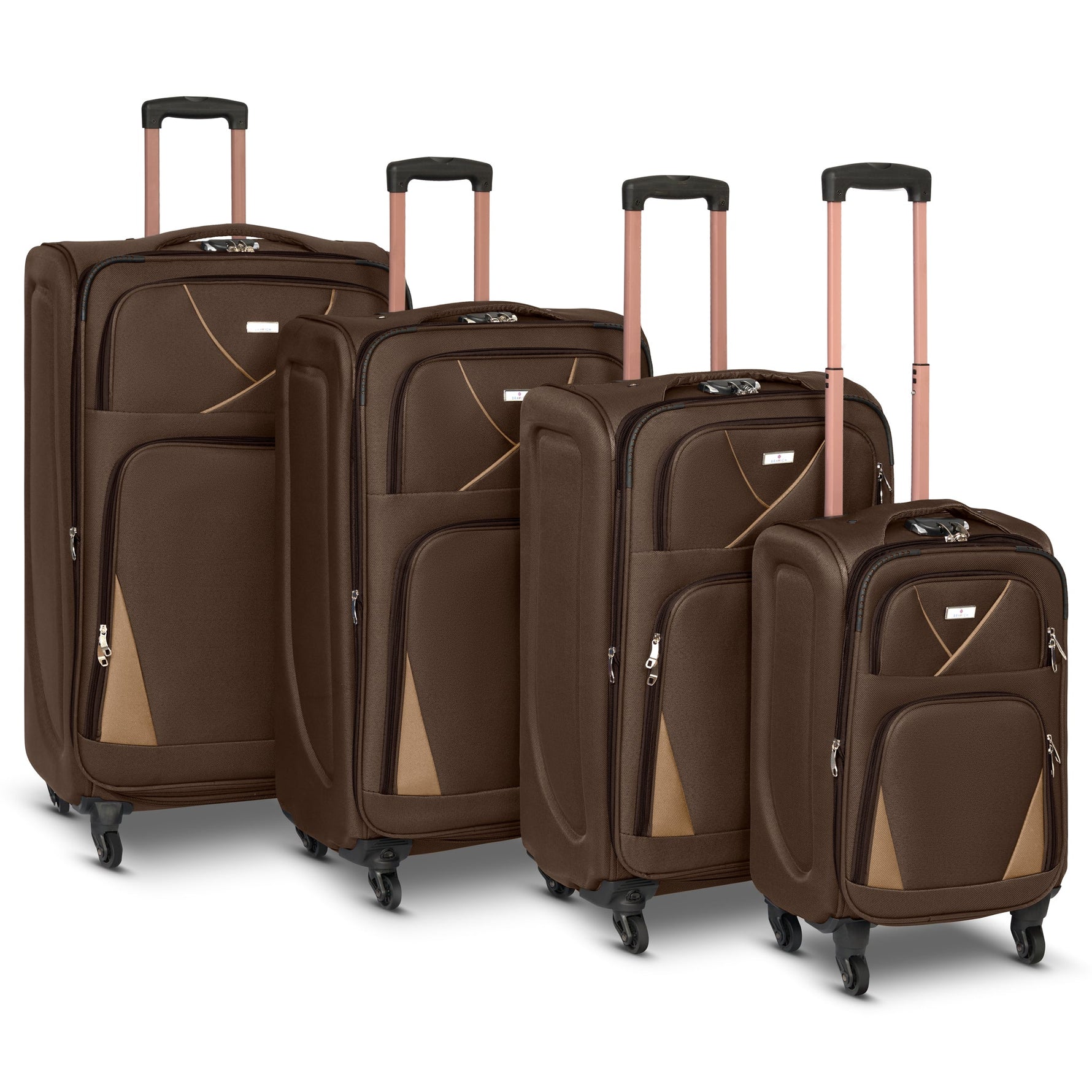 4 - Wheel Suitcase Set Soft Shell Luggage, Set of 4 L,M,S,Cabin - Assorted Colours - Bargainia.com - 