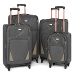 4 - Wheel Suitcase Set Soft Shell Luggage, Set of 4 L,M,S,Cabin - Assorted Colours - Bargainia.com - 