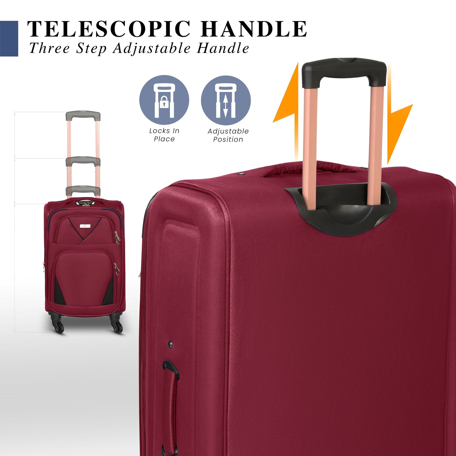 4 - Wheel Suitcase Set Soft Shell Luggage, Set of 4 L,M,S,Cabin - Assorted Colours - Bargainia.com - 