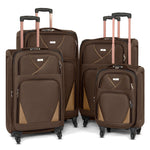 4 - Wheel Suitcase Set Soft Shell Luggage, Set of 4 L,M,S,Cabin - Assorted Colours - Bargainia.com - 