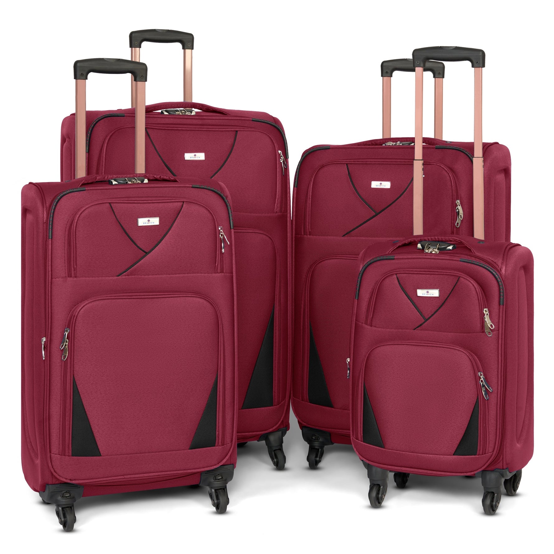 4 - Wheel Suitcase Set Soft Shell Luggage, Set of 4 L,M,S,Cabin - Assorted Colours - Bargainia.com - 
