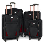 4 - Wheel Suitcase Set Soft Shell Luggage, Set of 4 L,M,S,Cabin - Assorted Colours - Bargainia.com - 