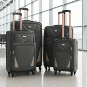 4-Wheel Suitcase Set Soft Shell Luggage, Set of 4 L,M,S,Cabin - Assorted Colours Bargainia