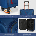 4 - Wheel Suitcase Set Soft Shell Luggage, Set of 4 L,M,S,Cabin - Assorted Colours - Bargainia.com - 