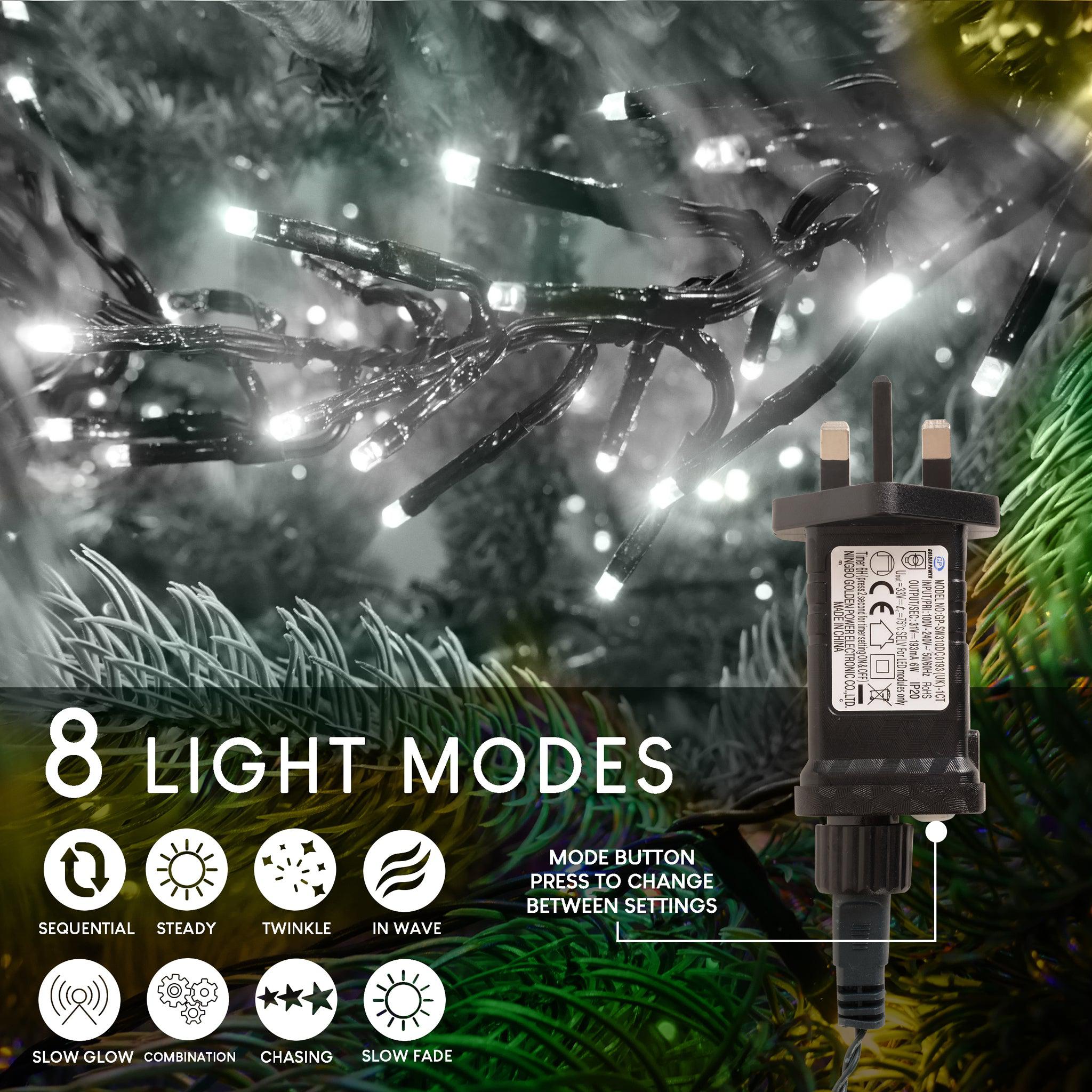480 LED Cluster Lights Indoor/Outdoor - Cold White - 6m Lighting Clearance