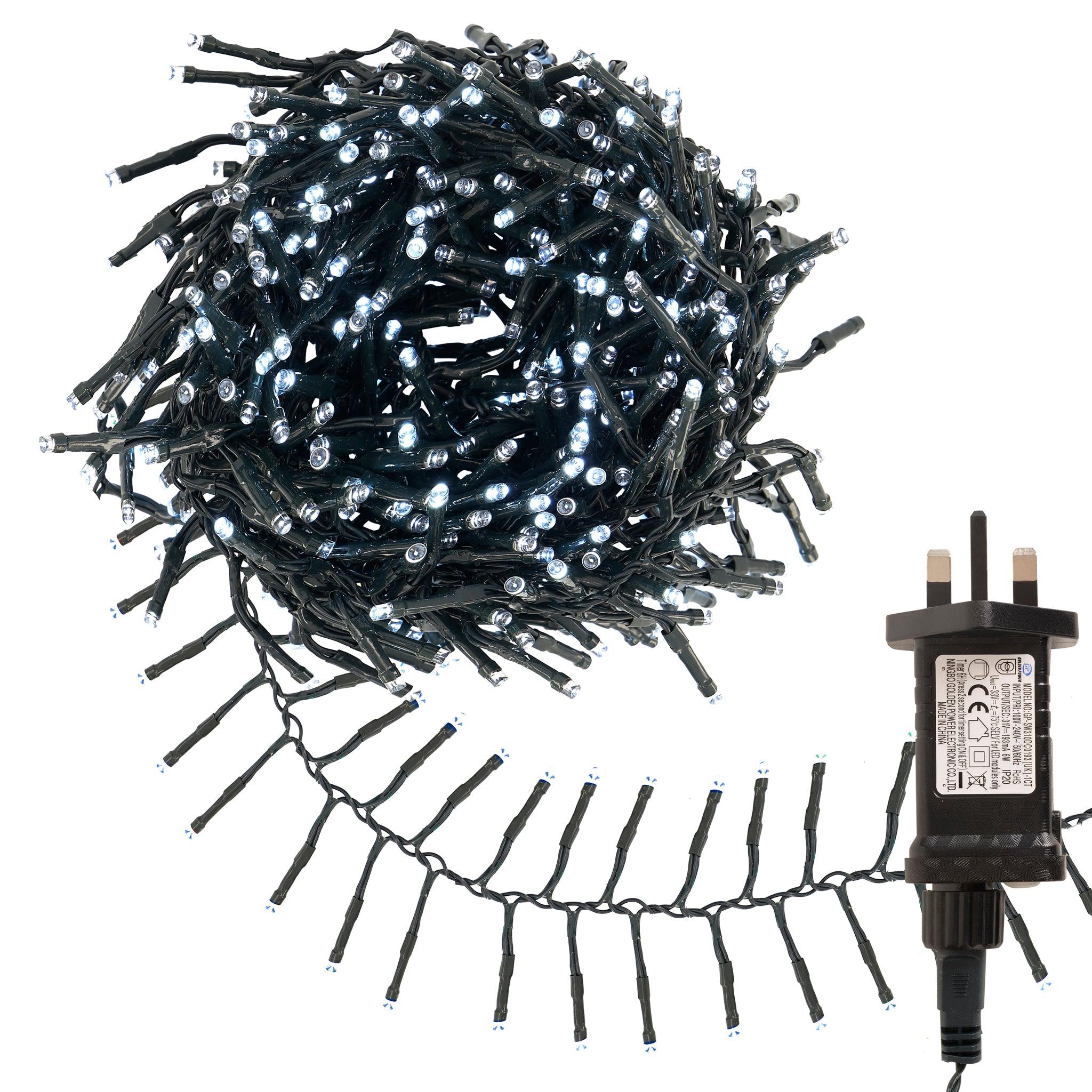 480 LED Cluster Lights Indoor/Outdoor - Cold White - 6m Lighting Clearance