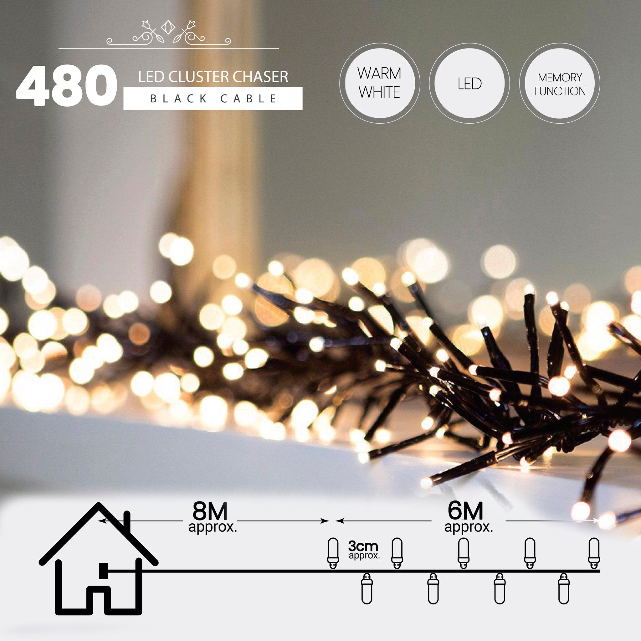 480 LED Cluster Lights Indoor/Outdoor - Warm White - 6m Lighting Clearance