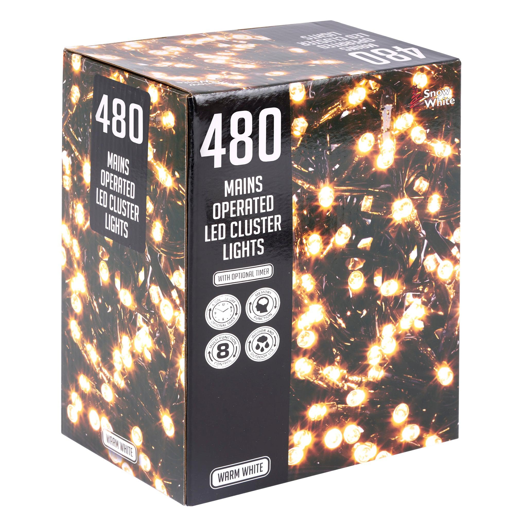 480 LED Cluster Lights Indoor/Outdoor - Warm White - 6m Lighting Clearance