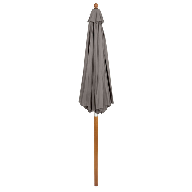 Belavi 3M Hardwood Round Garden Parasol Umbrella - Taupe